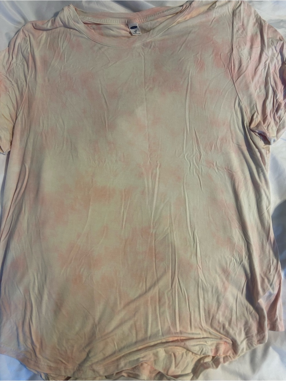 Old Navy Short Sleeve Tee in Pale Pink and Cream Tie-Dye